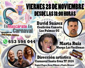 ‘EnMascárate En Carnaval’ con David Suárez, Marta Ruiz y la dirección artística del carnaval chicharrero en 2026