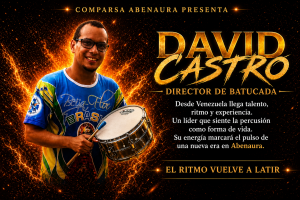 La comparsa Abenaura apuesta por el ritmo venezolano y presenta a David Castro como nuevo director de la Batucada