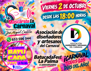 ‘EnMascárate En Carnaval’ se adentra en la actualidad del Carnaval con BatucadaFest La Palma y la nueva directiva de la Asociación de Diseñadores y Artesanos del Carnaval
